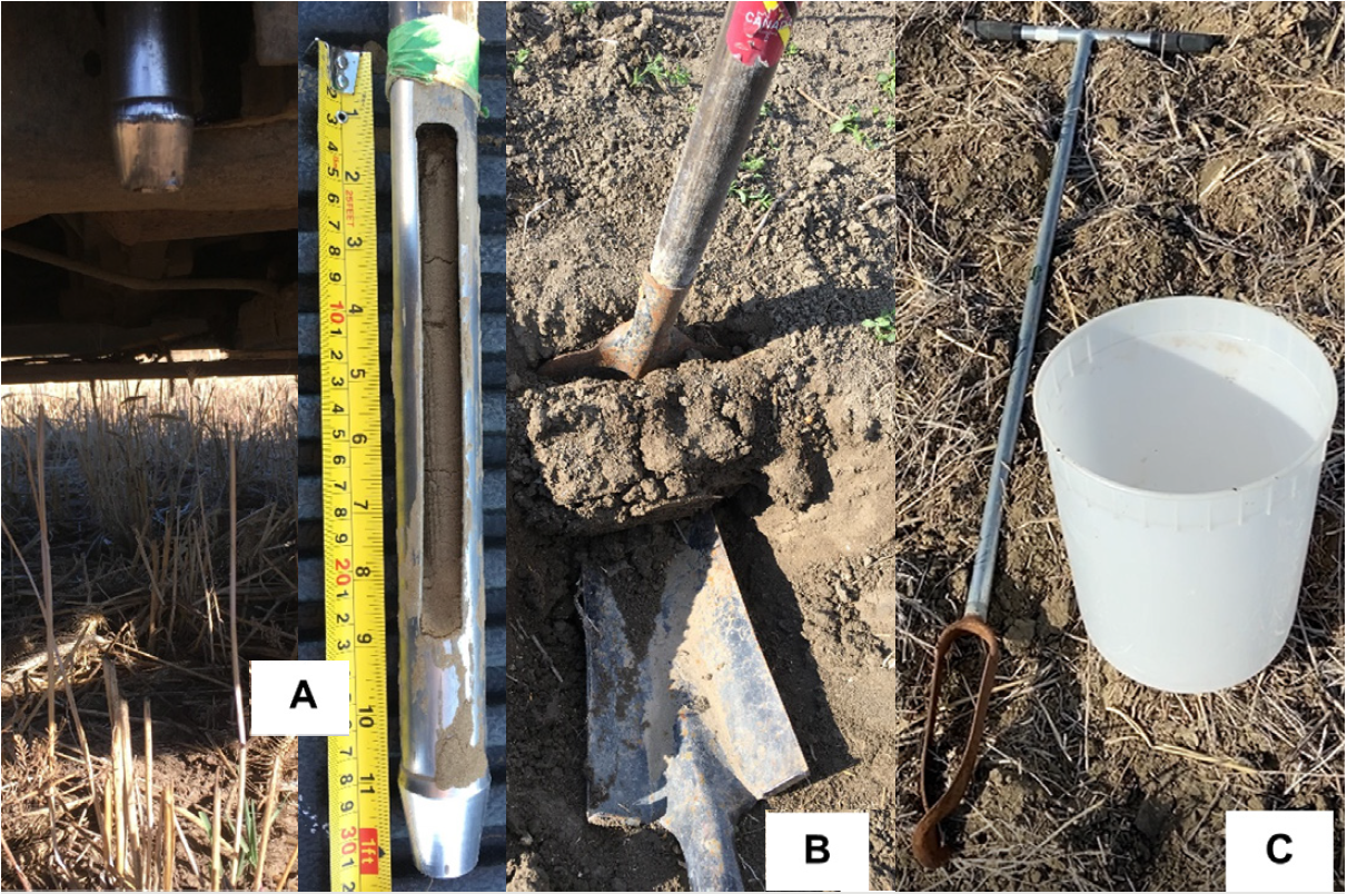 Examples of tools commonly used for soil sampling